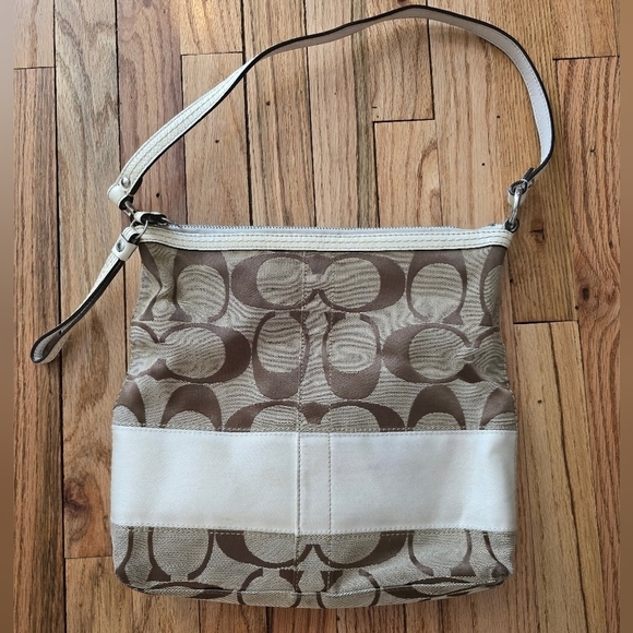 Women’s COACH Signature Cream & Tan Canvas Bag Purse Tote Handbag A1073-F13674 - Picture 1 of 4